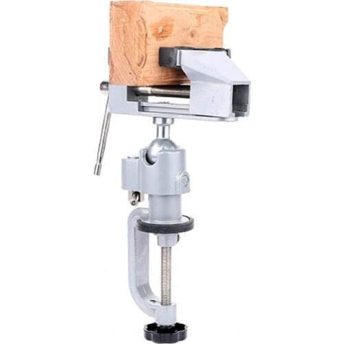 2-In-1 360-Degree Rotating Mini Table Vise Flat-Nose Pliers Aluminum Alloy Universal Rotating Bracket Fixed Vise
