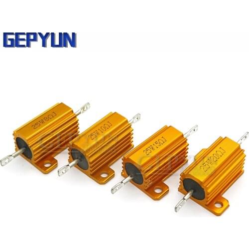 25W Aluminum Power Metal Shell Case Wirewound Resistor 0.01 ~ 30K 1 2 3 5 6 8 10 20 100 150 200 300 500 1K 10K ohm Fdkjgecf RX24