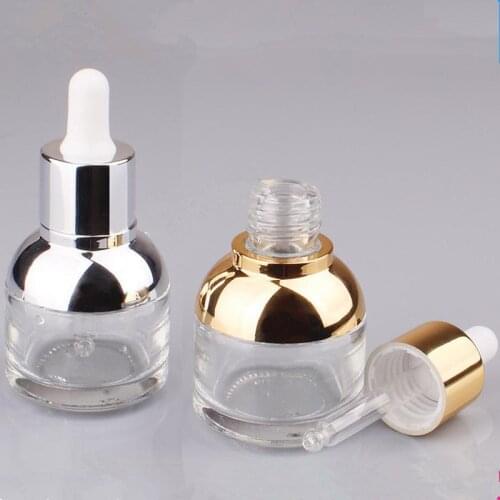 50pcs 20ML 30ml Essential Oil Bottle, clear Color With Gold and Silver Circle, Glass With Plastic Head Dropper Bottle F20171749