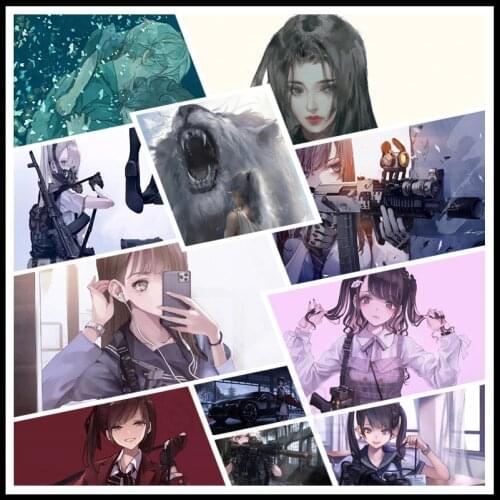 5D Diamond Painting Anime Comics with Guns Cool Girls Combat Game Character Female Killers Female Soldiers Bedroom Decor Mural
