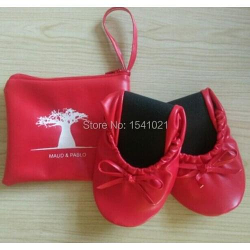 New Fashion Women red Pocket Shoes Dance shoesTravel Ballet Flats soft bottom Ballet Flats in free shipping