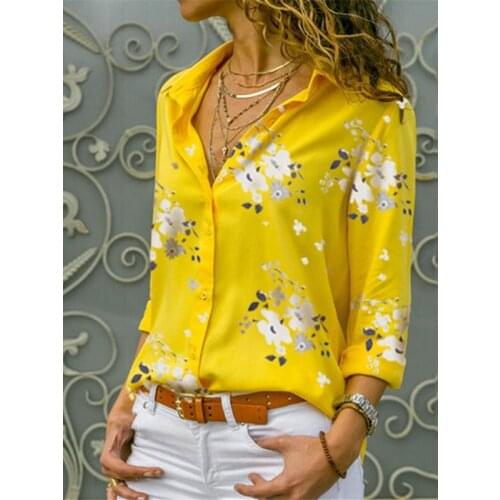 5XL Large size Fashion Women Long Sleeve Blouse Casual V Neck Shirt Spring Summer Floral Print Ladies Elegant Tops Blusas Camisa