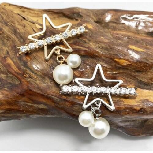 Pentagram Star Pearl Pendant Brooch For Women Korean Fashion Jewelry Rhinestones Tassel Pins Brooch Clothes Accessories Brooches