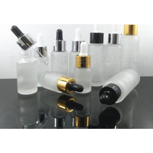 Frost Glass Dropper Bottle 30ml PIpette Dropper Vial 1oz Glass Sample mini Container with white black cap