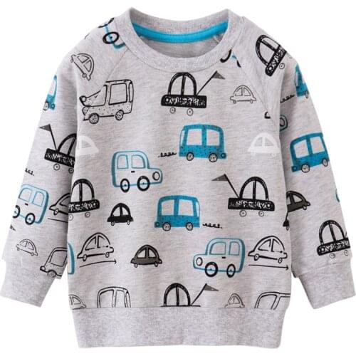 Jumping Meters Autumn Spring Kids Sweatshirts With Cars Print Fashion Boys Clothes Long Sleeve Cotton Toddler Costume Tops