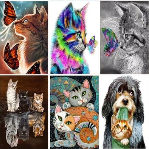 Cartoon Cats Butterfly 5D DIY Animals Diamond Painting Full Square Full Round Embroidery Crystal Mosaic Cross stitch Adults Art