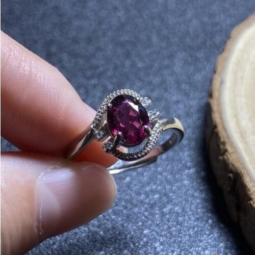 1Pc Natural garnet ring crystal adjustable ring 925 Silver Girl Gift Ring Crystal healing stone maintain beauty and keep young