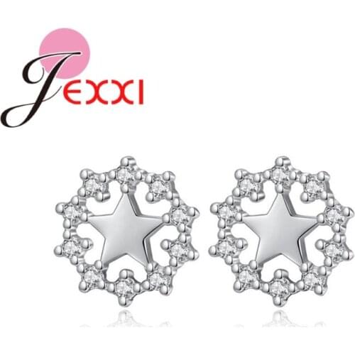 Hot Selling Round Hollow Pretty Star Shape 925 Sterling Silver Intellectual Generous Female Festival Surprise Stud Earring