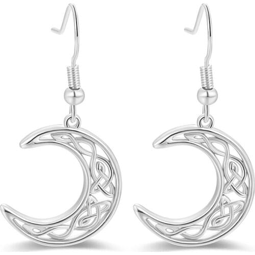 Copper Celtic Irish Knot Stud Earrings Hollow Craft Moon Drop Earrings Dangle Earrings For Women Wedding Fashion Jewelry Gift