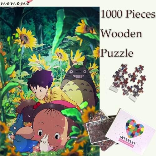MOMEMO My Neighbor Totoro Wooden Puzzles Toy 1000 Pieces Miyazaki Anime Totoro Jigsaw Puzzle Adults Teenagers Kids Puzzle Games