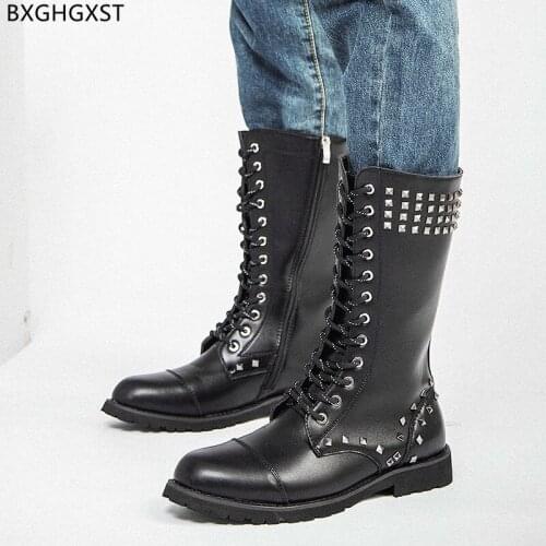 Black Motorcycle Boots for Men Male Army Boots Man Shoes High Quality Leather Boots Men Casual Shoes Designer Shoes for Man 2021
