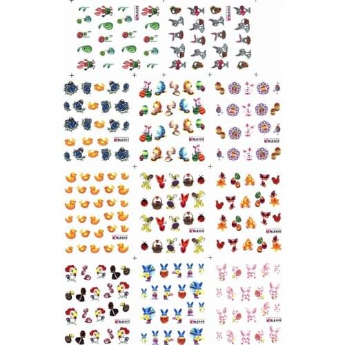 11 PACKS/LOT UPRETTEGO NAIL ART BEAUTY WATER DECAL SLIDER NAIL STICKER EASTER DAY EGG RABBIT COCK BASKET BLE399-409