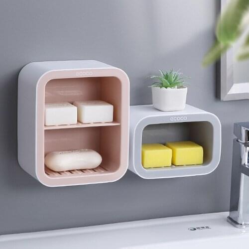 Ecoco Soap Box Wall Mounted, Bathroom Shower Soap Holder, Punch-free Storage Box, Storage Rack ,Soap Shelf, Bathroom Accessories