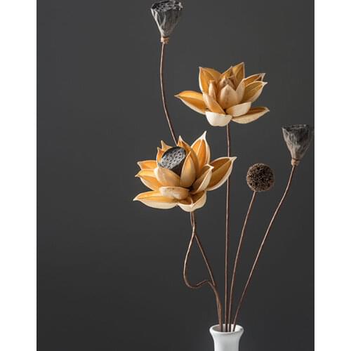 Natural Dried Flowers Artificial Crafts Lotus Flower Bouquet Wedding Flower Marriage Decorations Christmas Home Boho Table Decor