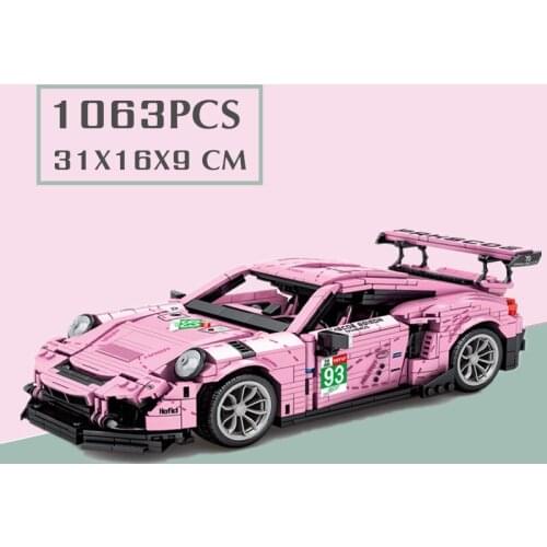 New 1063PCS GT-3 Pink Super Racing Car Toys Technical Model Building Blocks Bricks Birthday DIY Gifts Kid
