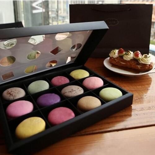 Lastest New geometric creative design Dessert Macaron box 6/12 cavities colorful macarons pastry packaging boxes