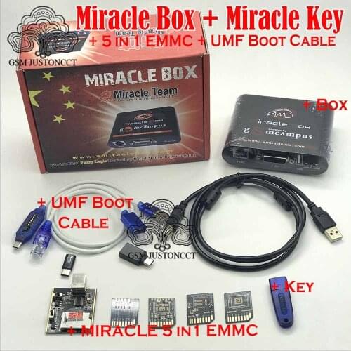 New Miracle box + Miracle key + Miracle 5 in 1 emmc adapter for china mobile phone Unlock + Flash + Repairing unlock box