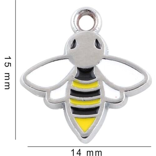 New Brand Alloy Metal Enamel Honeybee Charm Dangle Fit Floating Memory Glass Locket Necklace Women