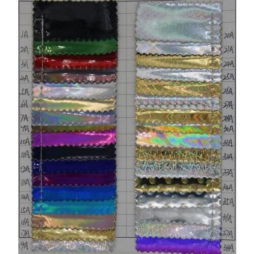 Factory wholesale mirror artificial leather fabric laser wire pattern holographic polka dot pattern holographic rainbow material