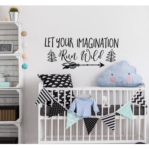 Let Your Imagination Run Wild Wall Decals Motivational Quote Tribal Arrow Wall Sticker Vinyl Boho Nursery Kids Room Decor X588