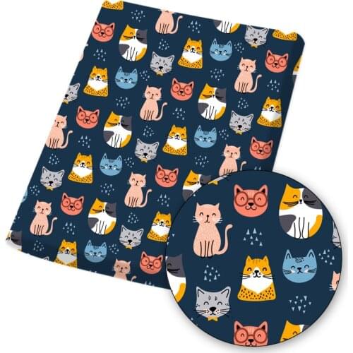 Cartoon Cats Polyester Cotton Fabric Print Cloth Sheet For Designer Dress Bag DIY Mask Sewing Materials Home Textile 45*145cm/Pc