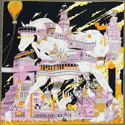 Luxury designer head Silk Scarf Women 100% Natural Silk Hand Rolled Twill Scarf *Mulberry Silk Scarf 90*90cm heavy silk scarfs