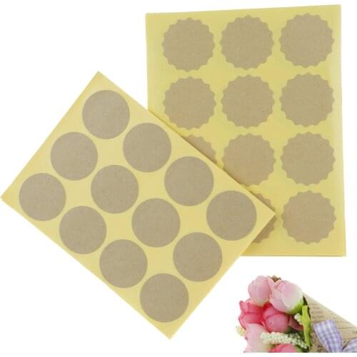 Flower Shaped Blank Kraft Paper Stickers Seal Labels Gift Lables Stickers Gift Wrapping 120pcs