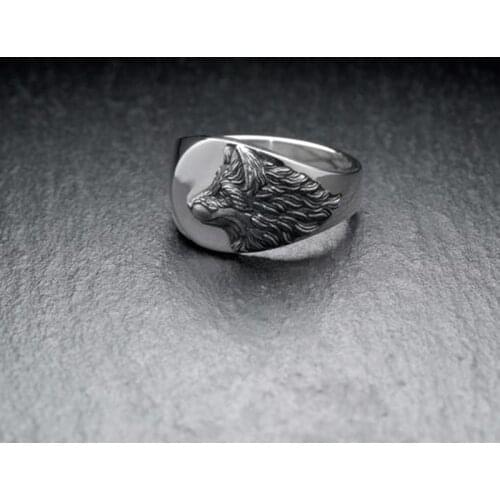 Vintage Viking Warrior Wolf Head Rings for Men Gothic Punk Retro Wolf Totem Stainless Steel Ring Hip Hop Rock Biker Jewelry