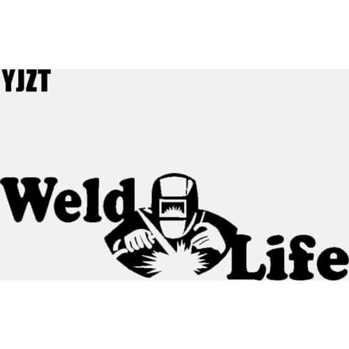 YJZT 17CM*5.2CM Fashion Reflective Weld Life Vinyl Car Window Sticker Decal Black Silver C11-1609