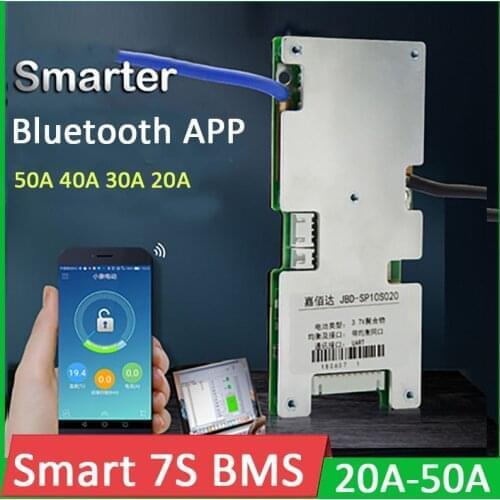 Smart BMS 7S 24V 18650 Lithium Battery Protection Board balance Li-ion Lipo 50A 40A 30A Bluetooth Phone APP Display PC monitor