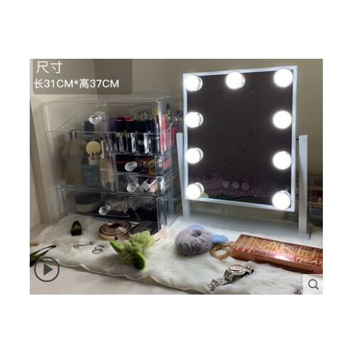 Makeup mirror desktop led light large Nordic ins household vanity mirror beauty with bulb net red desktop mirror