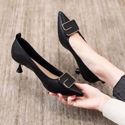 2021 Spring New French Girl Single Shoes Soft Leather Two-wear Work Shoes Temperament Pointed Sexy High Heels Female Stiletto