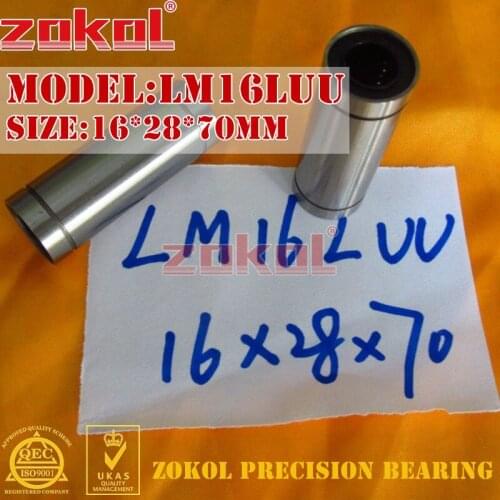 ZOKOL LM16 L UU bearing LM16LUU lengthened type linear motion bearing 16*28*70mm
