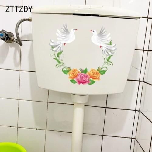 ZTTZDY 24.2×21.4CM Peace Dove Wreath Home Room Wall Decoration Fashion WC Toilet Stickers T2-1419