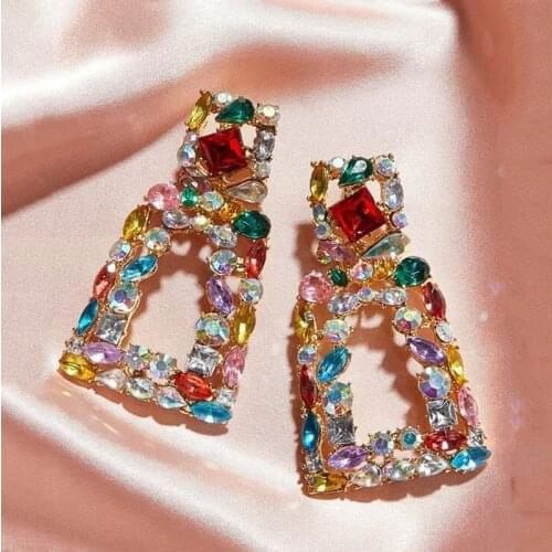 1pair Decor Geometric Drop Earrings for Women Party Shine Jewelry Big Fashion Earrings Long Hyperbole Drop Earrings