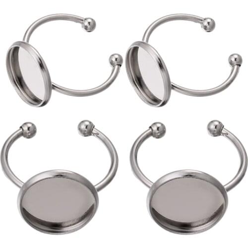 10pcs/Lot No Fade Stainless Steel Adjustable Flat Ring Settings Blank Base Fit 12mm Glass Cabochons DIY Jewelry Making Findings