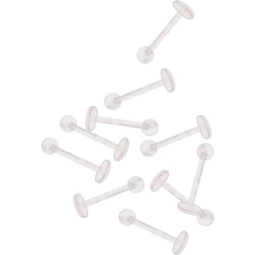 10pcs Clear Acrylic Tongue Rings Nipple Barbells Invisible Body Jewelry