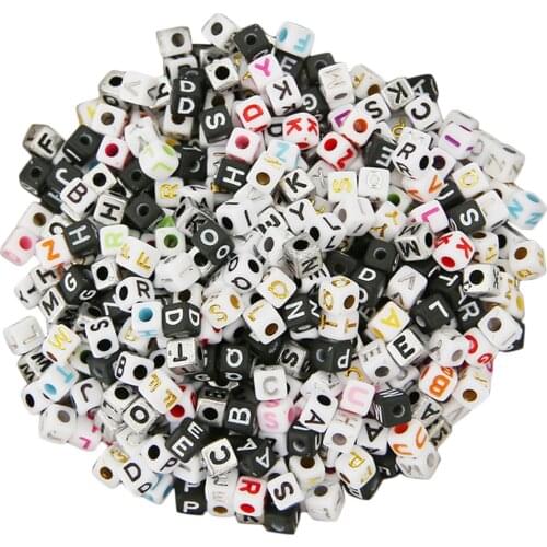 1200Pcs 5mm Square Acrylic A-Z Alphabet Letters Beads DIY for Bracelets Necklaces