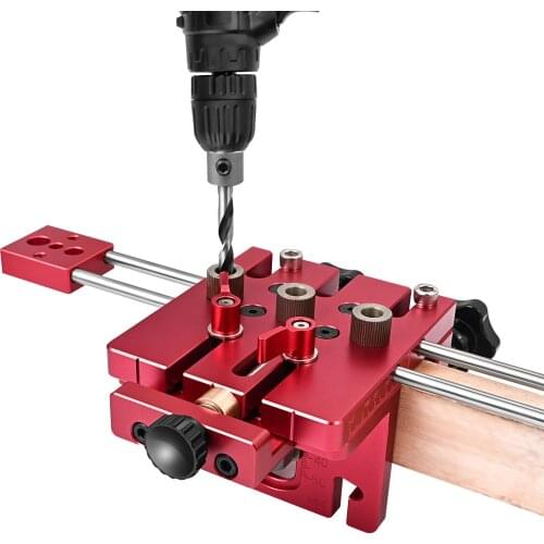 3-in-1 Dowel Drilling Jig 6/8/10 mm Drilling Aid Dowel Gauge Drilling Template Guide Kit for Woodworking Holes Joiner System Kit