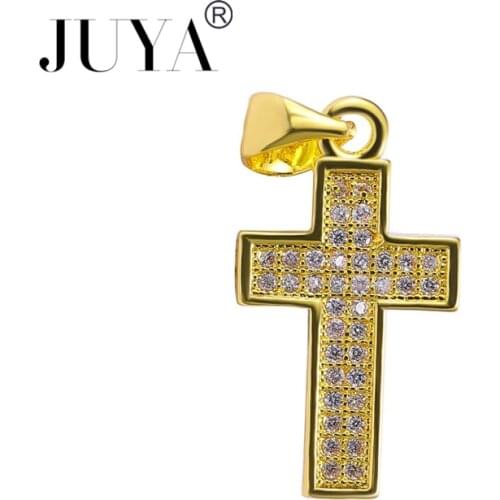 5pcs wholesale micro pave CZ rhinestone gold rose gold crosses charms pendant for jewelry making diy bracelets necklaces