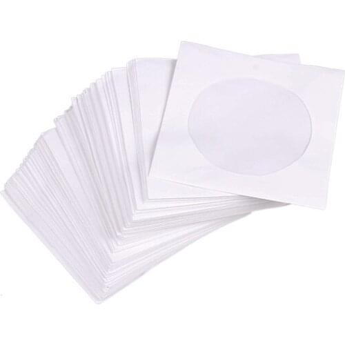 Mini 95Pcs Protective White Paper CD DVD Disc Storage Bag Envelopes Flap Dustproof Anti Scratch CD DVD Protect Bag 2021 New