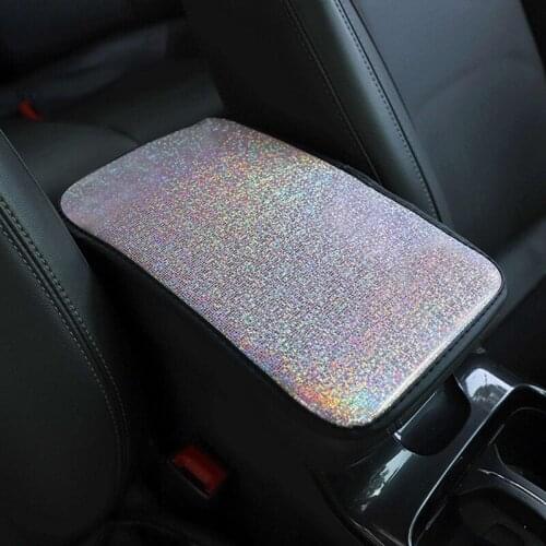 PU Leather Bling Bling Car Armrest Pad Covers Universal Interior Auto Armrests Storage Box Mats