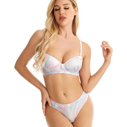 Bra underwear set printing adjustable plus size women lingerie panties set embroidered smooth one piece bralette