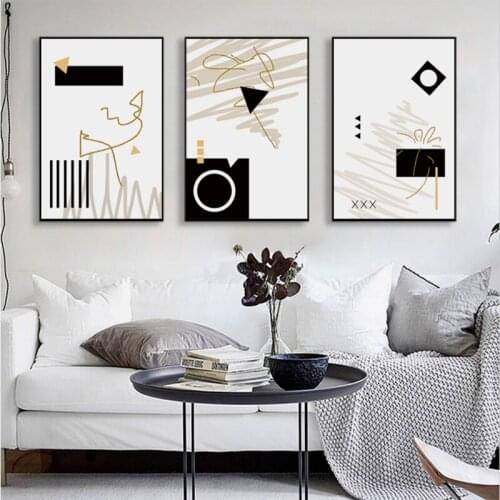 Black and White Abstract Wall Art Canvas Painting Modern Minimalist Posters and prints Wall Pictures for Living Room Home Decor