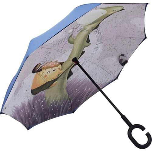 Kids Umbrella for Girls Boys Reverse Umbrella Kids Anti-UV Inverted Toddler Umbrella Windproof Cute Animal Umbrella