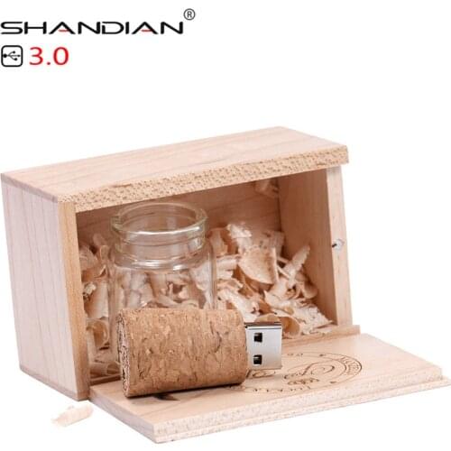 SHANDIAN USB 3.0 new floating bottle pendrive 4GB 8GB 16GB 32GB 64GB glass wish bottles flash drive U disk wedding gift