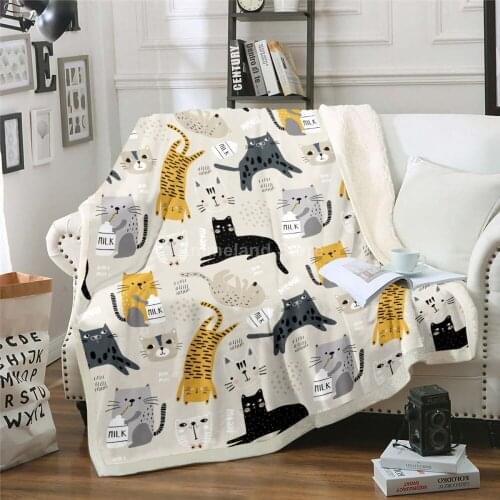 Cartoon Cats Blanket 3D Print Fleece Blankets For Beds Home Textiles Luxury Adult Gift Warm Bedspread Soft Winter Animal Lovely