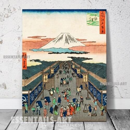 Japanese style Surugacho Ukiyoe Canvas Wall Art Painting Decor Bedroom study Living kid Room Home Decoration Prints