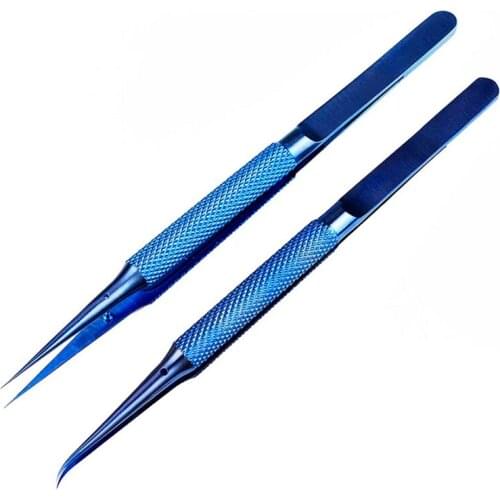 0.15mm Fine Tip Titanium Alloy Curved/Straight Tweezers Acid-fast Anticorrosive Fly line For Phone Motherboard Maintenance