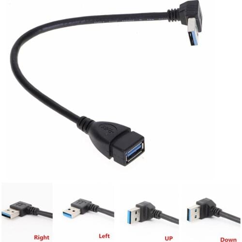 20cm USB 3.0 Right / Left /Up/Down Angle 90 Degree Extension Cable Male To Female Adapter Cord USB Cables
